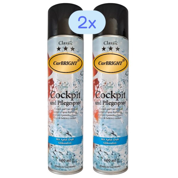 CarBRIGHT Cockpitspray/Pflegespray Apfel 2x600ml / 2er Set