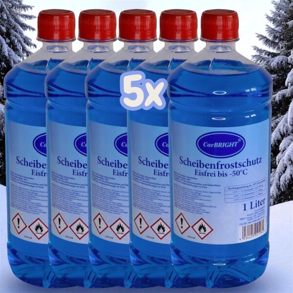 CarBRIGHT Scheibenfrostschutz Eisfrei bis -50°C 5x1 Liter / 5er Set