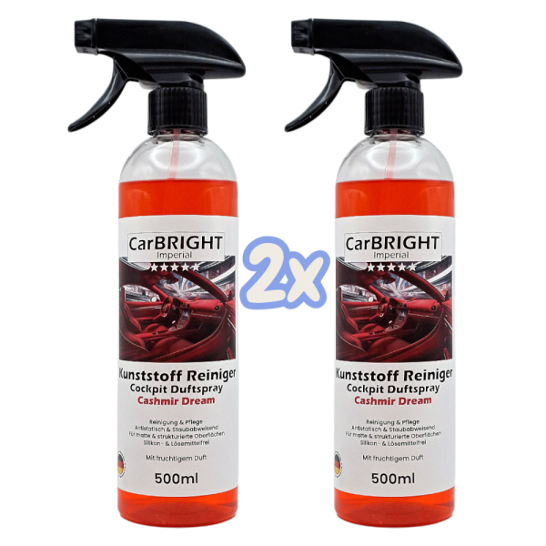 CarBRIGHT Kunststoff-Reiniger/Cockpitspray Cashmir Dream 2x500ml / 2er Set